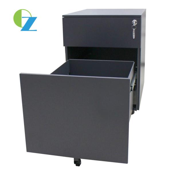 H490MM 5 Anti Tilt Wheels 2 Drawers Cabinet Black Metal Movable Low Pedestal