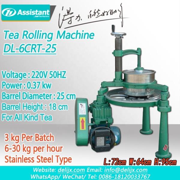 250mm Mini Green Tea Rolling Machine DL-6CRT-25 for Fast and Uniform Tea Leaf Rolling