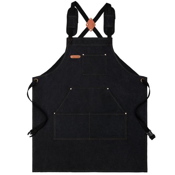 Wait Staff Uniform Waterproof Chef Apron for Cafe Restaurants Kitchen in Cotton Canvas