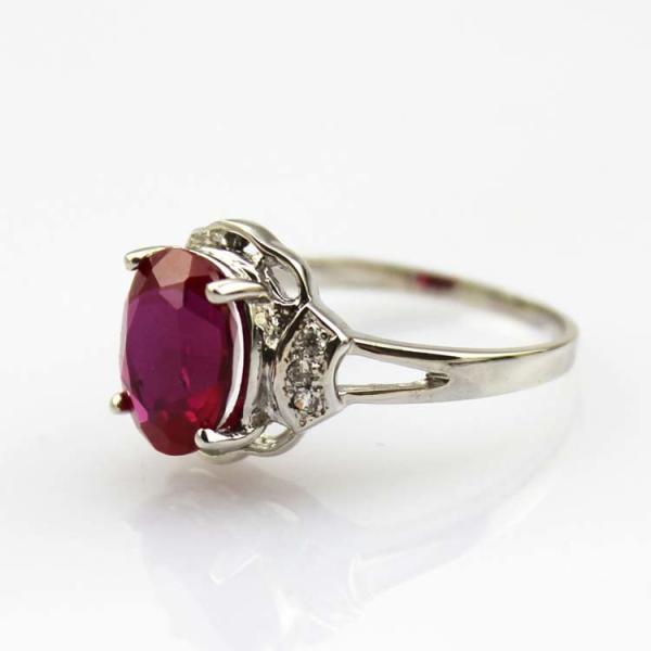 Sterling Silver 8mmx10mm Oval Pink Cubic Zircon 925 Silver Ring (FR081)