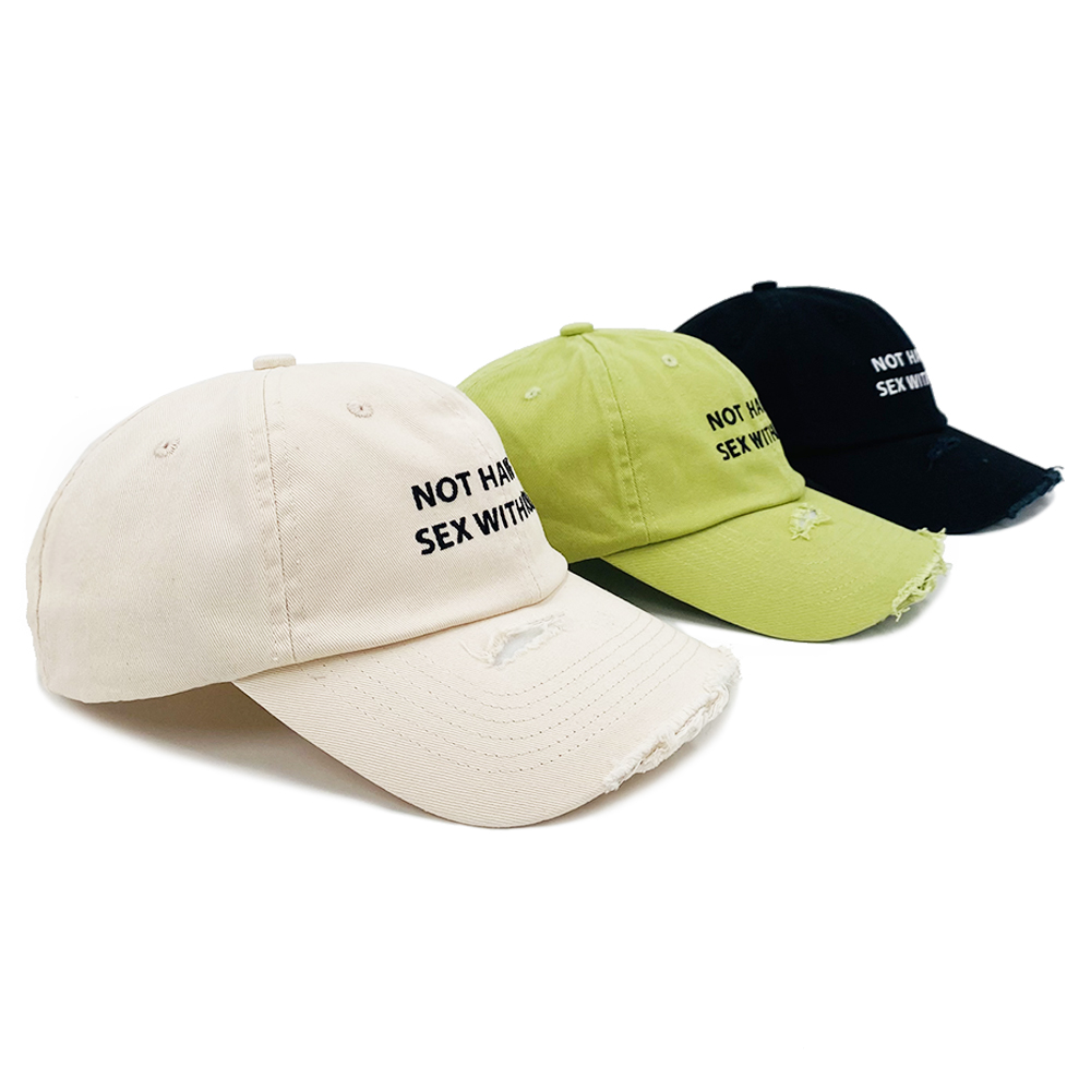 6 Panel Unstructured Distressed Cotton Dad Hat Vintage Embroidery Baseball Cap
