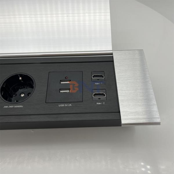 Multifunctional Power Socket with USB and Sliding Cover - Perfect for Office Desks and Workstations