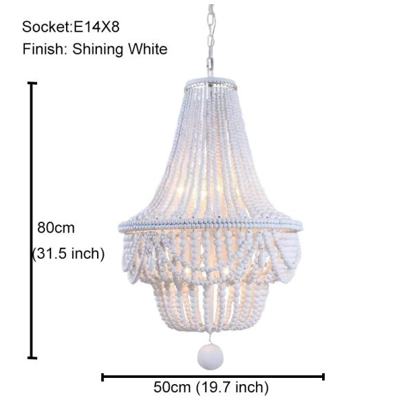 Gold Chandelier Wooden Beaded Lighting Fixture Fringe Hanging Light Silas Chandelier (WH-AP-652)