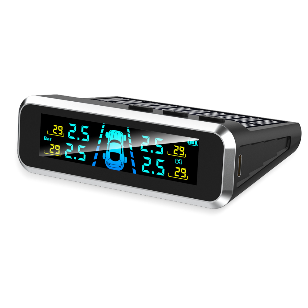 Universal Solar Powered TPMS with GPS Speed Display and Real-Time Tire Pressure & Temperature Alarm 315MHz External Sensor