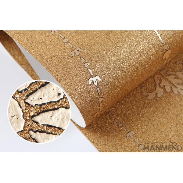 Golden Interior Wallpaper New Fashion Plant Fiber Particle CE / ISO Certification