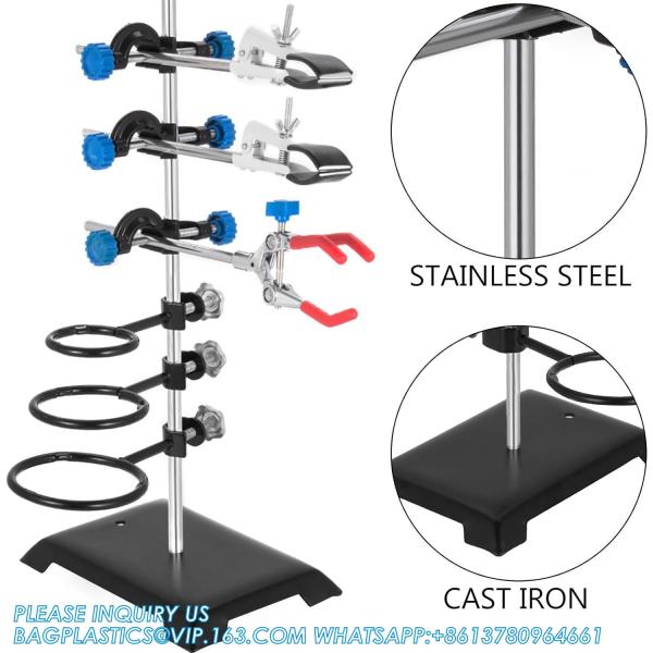 Laboratory Grade Metalware Set - Support Stand Premium Iron Material Laboratory Stand Support Lab Clamp Flask Clamp
