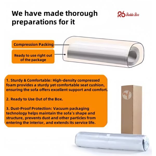 Compressed Chenille Fabric Sectional Sofa With Chaise Lounge For Small Spaces