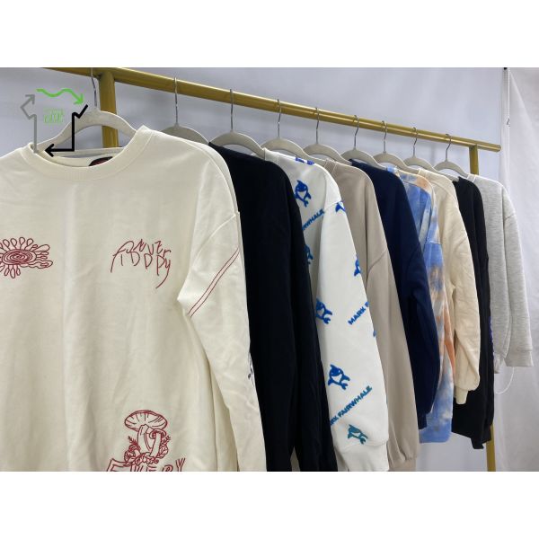Used Mix Unisex Universal Neck V Neck Zipper Hoodies Polyester Cotton Crewneck Clothes