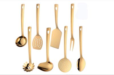 O conjunto de ferramentas Eco de aço inoxidável LFGB Rustfree amigável da cozinha do ouro aprovou