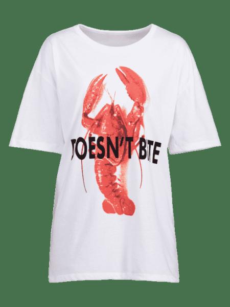 2018 Summer White Short Sleeve Printed Cotton Women T Shirt