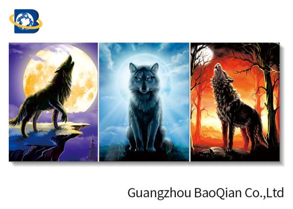 3d Wall Decor Picture With Tiger / Wolf , 3d Customized Flipped Photo