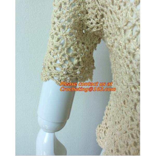 Blouse Vintage Sleeve, White Black Crochet Casual Shirts Tops, tops, crocheted garment