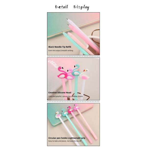 Silicone Head Flamingo Creative Gel Ink Pen 0.5mm Cute Neutral Pen For School Office
