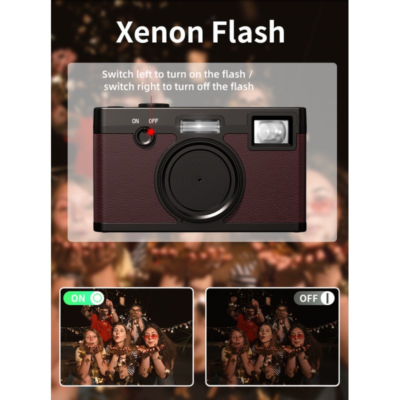 Newest Retro Screenless CMOS Digital Camera 8MP Photo 8 Mode Filters with Xenon Flash for Camping and Party As Christmas Gifts
