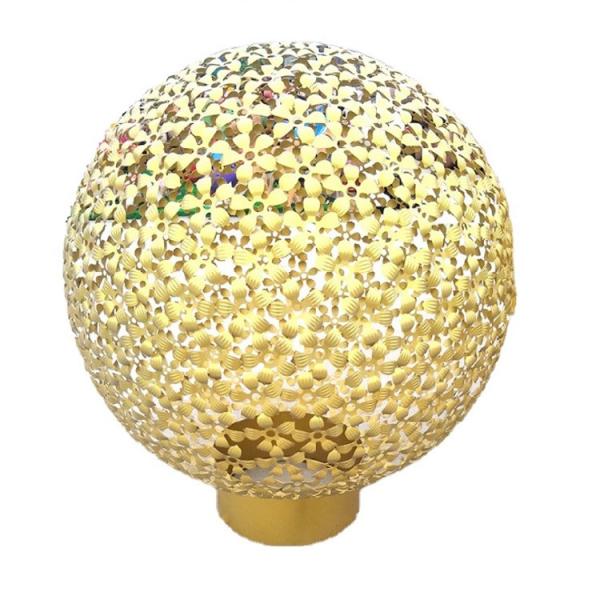 Metal Flower Ball Golden Sculpture Large Metal Garden Ornaments