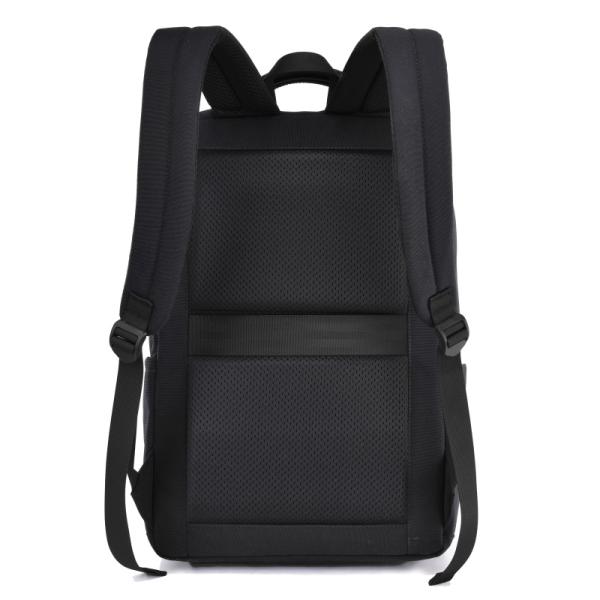 15.6inch Business Laptop Backpack USB Charging Black Leather Laptop Bag