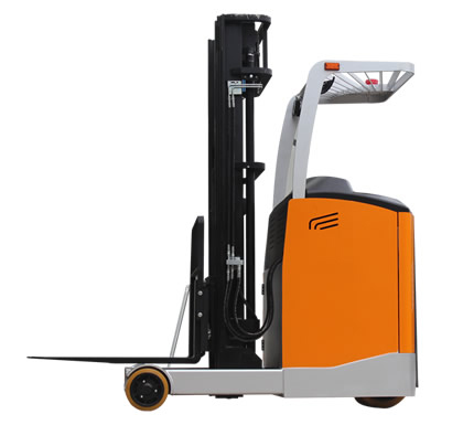 Electric Reach Truck Reach Forklift VNA Stand On Type 1500kg Loading
