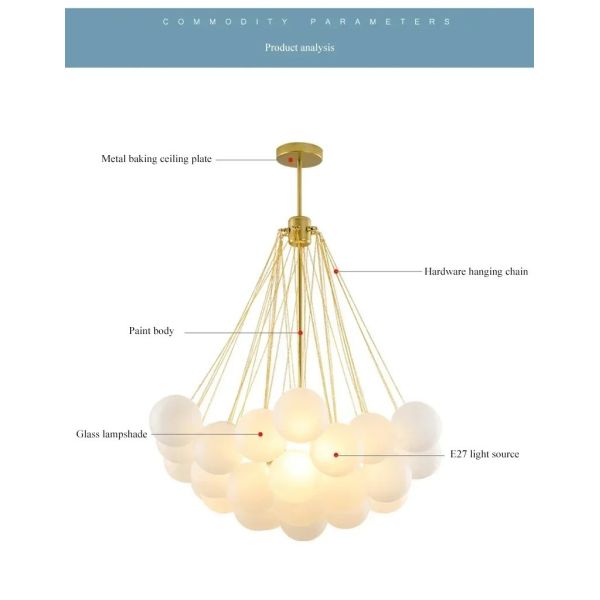 Glasses Bubble Chandeliers Nordic Frosted Glass Gold Black Pendant Light （WH-AP-669）