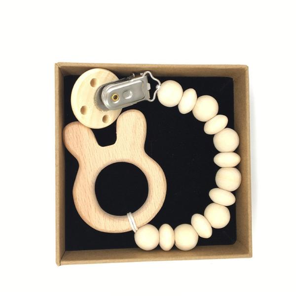 Juguetes de madera el echar los dientes del bebé de Teether del silicón de madera orgánico animal 5pcs