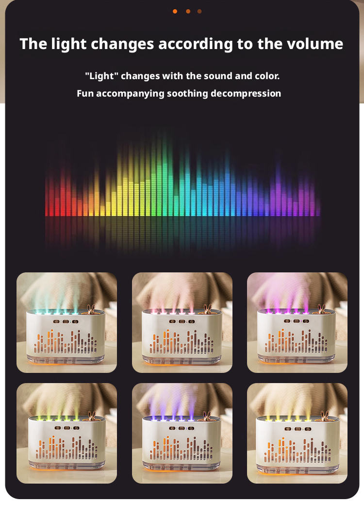 Home Use 700ml Tabletop Ultrasonic Humidifier With 7 Color LED Light 6 Gear Spray