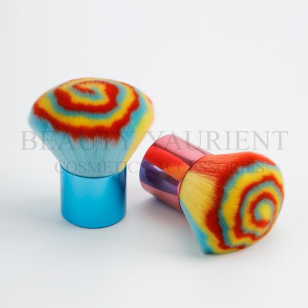 Multicolored Hair Kabuki Makeup Brush OEM Logo Facial Beauty  Tools