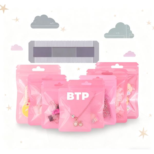 Three-seal Coloured Transparent Plastic Zip Lock Bag Sachet Jewelry & Watch Packaging Reseal Bags with Recycled Materials