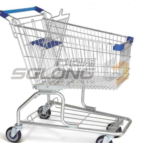 A mão do trole da compra do supermercado do metal Carts o tratamento de superfície chapeado cromo