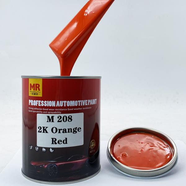 M208 Peinture de voiture rouge orange 2K Peinture automatique pour métal Résistance aux intempéries