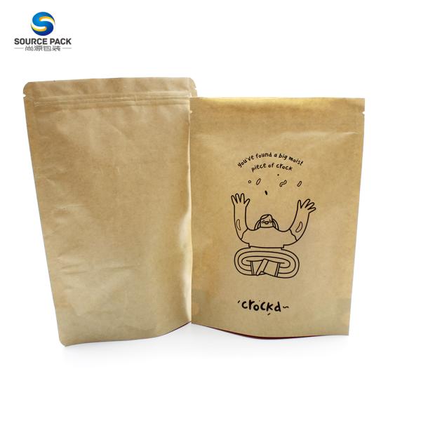 Bolsas de papel Kraft con cremallera Bocadillos con nueces Embalaje de alimentos Bolsas de pie