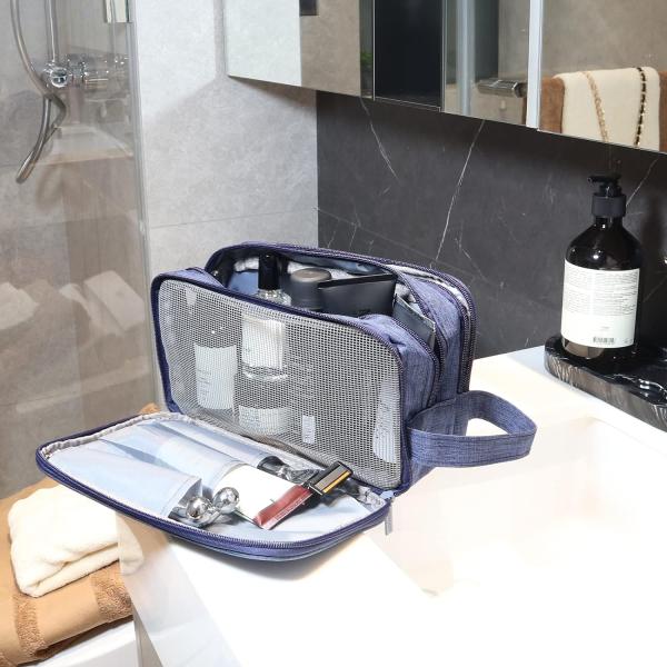 Navy Blue Water-resistant Toiletry Organizer Dopp Kit Travel Bag for Traveling Accessories Toiletries