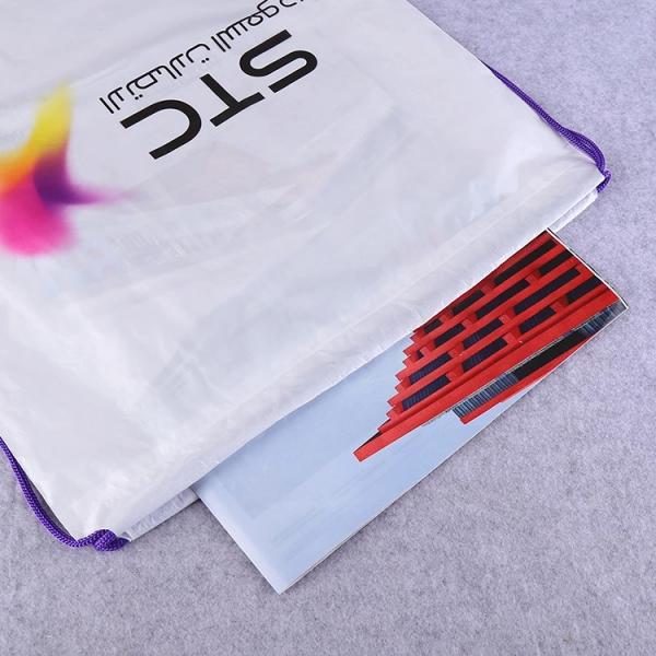 0.08mm CPE LDPE Plastic Drawstring Backpack For Fitness