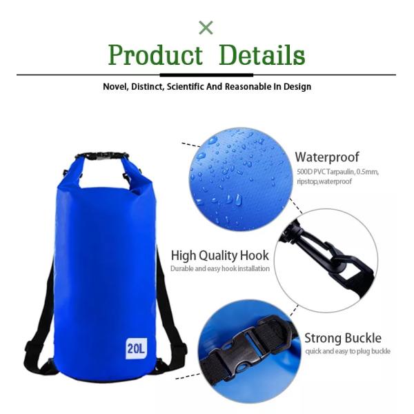 30L Dry Sack Camping Storage Bag Multicolor Portable Waterproof