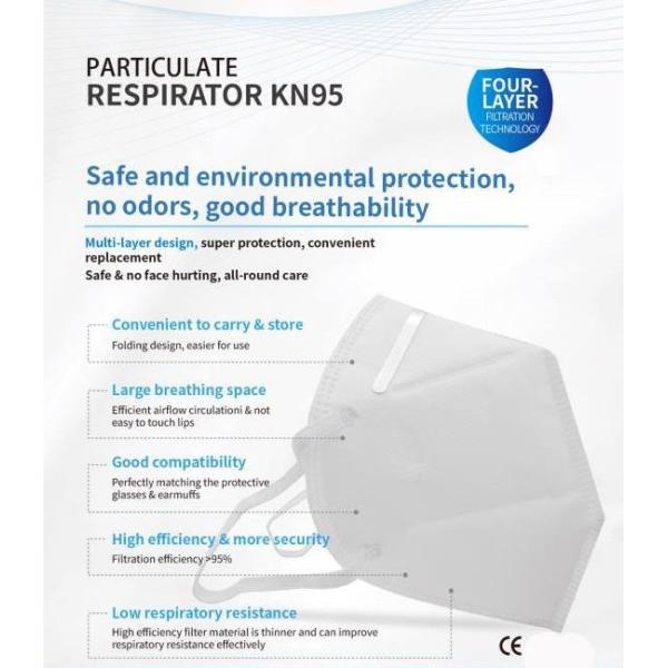 Disposable Protective Kn95 Face Mask / 4 Ply Anti Virus Ffp2 Respirator