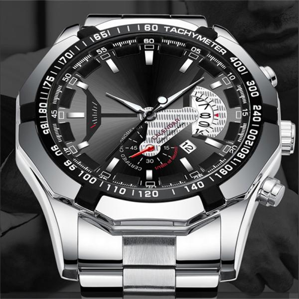Men'S Analogue Chronograph Watch Stainless Steel Luxury Quartz Movt Watches