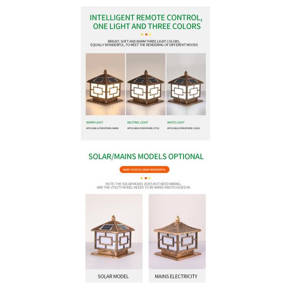 Column Bright Led Square Post Solar Lights Outdoor Commercial Lamp 6V 9W