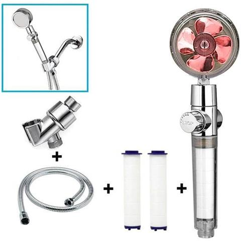 Bathroom ABS 360 Degrees Rotating Turbo Fan And Filtered Water Saving Clear Shower Head With Handheld