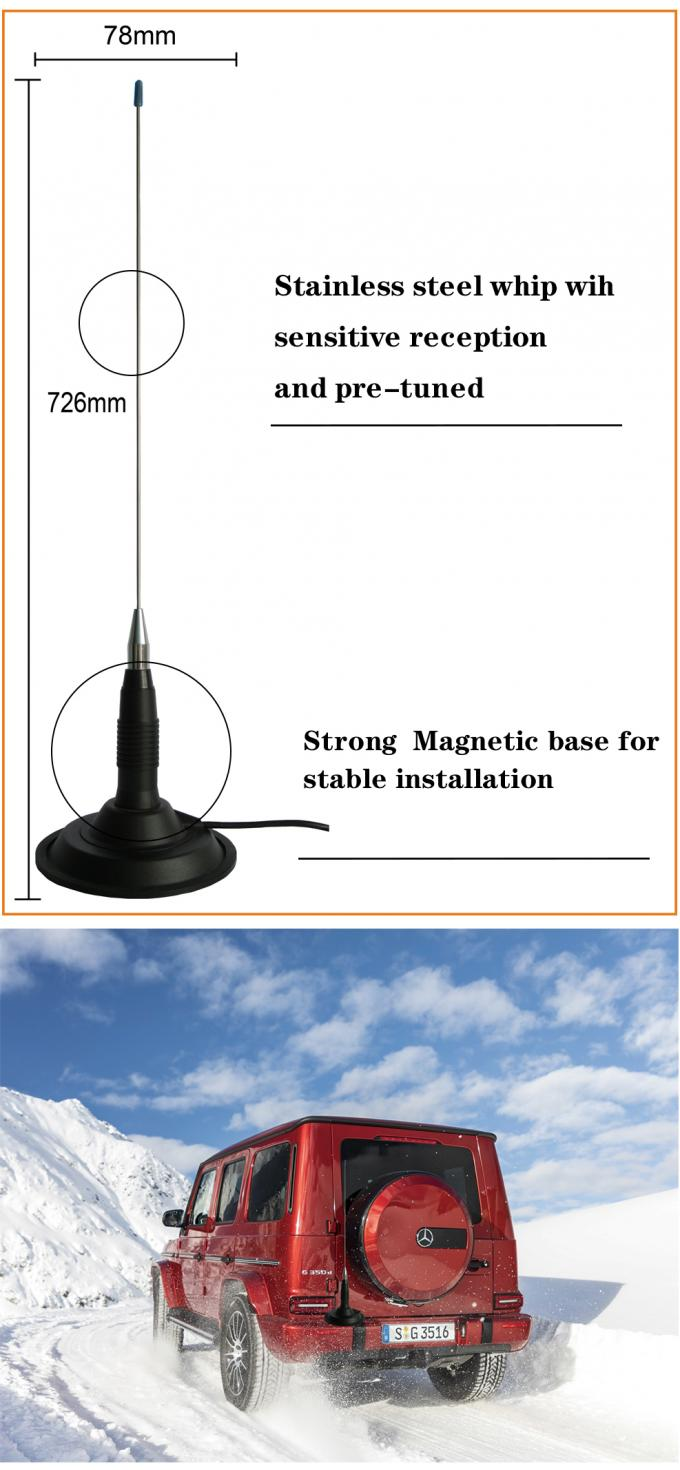 Customized Sensitive Car TV Antenna 11M UHF Car Cb Aerial 145*1550mm HT-C027-03