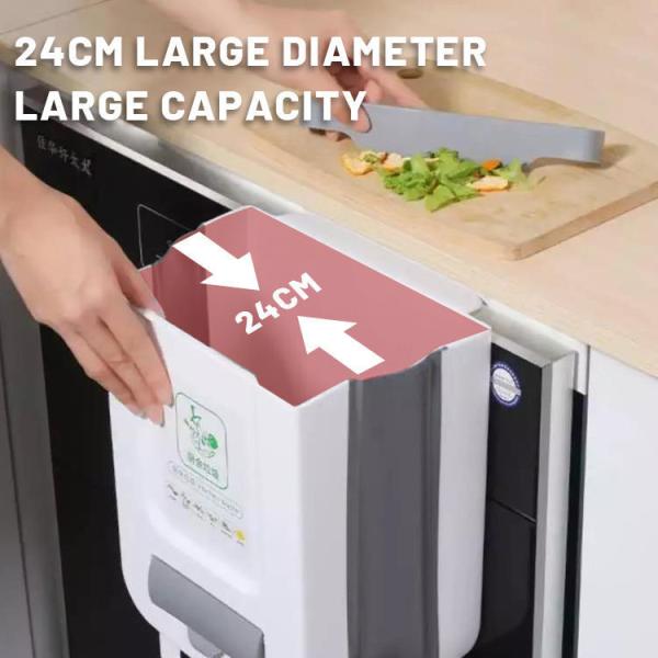 Folding Can Widened Hanging Coll Waste Bin Cabinet Door Food Dust Plastic Kitchen Trash Can With Lid
