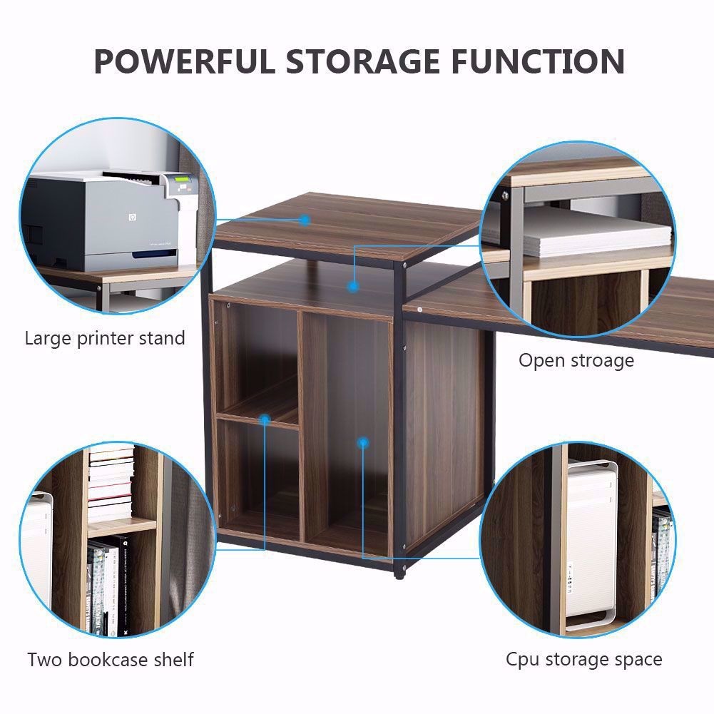 Commercial Soho Home Office Desk with Book Shelves Modern Furniture Metal and Wood