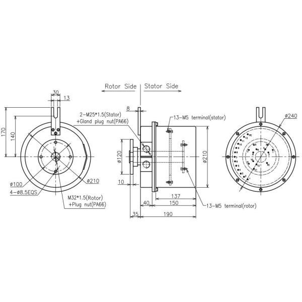 Низкое трение 415ВАК делает интерфейсы водостойким предохранения пыли кольца выскальзывания роторные электрические