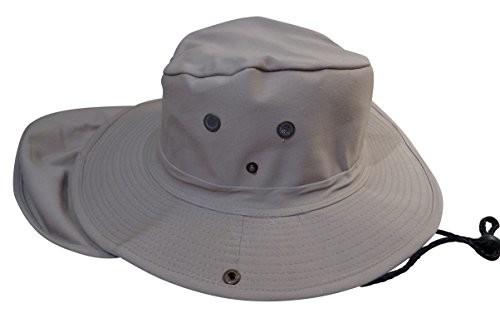 Mens Wide Brim Aussie Sun Hat , Hidden Pocket Beige Wide Brim Hat For Women