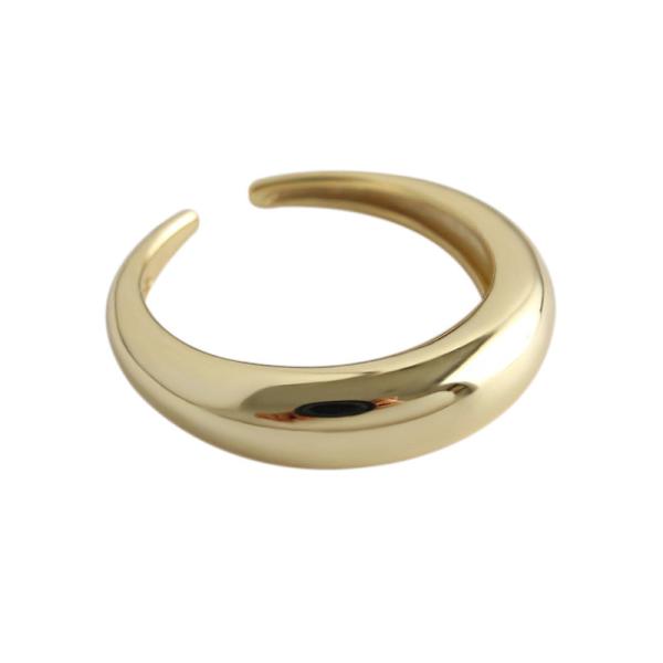 Lanciashow 925 Sterling Silver Ring Simple Geometric Shape Smooth Arc Surface