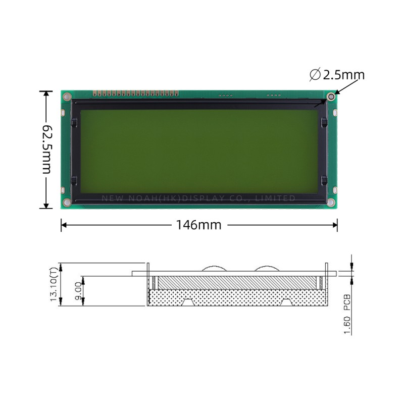 Cyrillic Yellow Green Film 2004C-3 Dot Matrix Screen Module ST7066U Large Character Display Screen