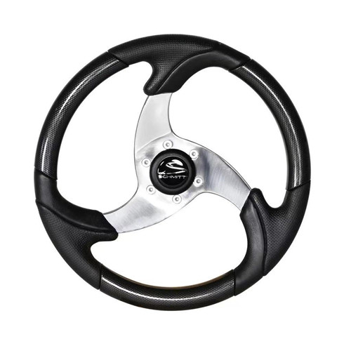 SGS Black Fishing Boat Steering Wheel , 3/4inch Taperd Hub Yacht Steering Wheel