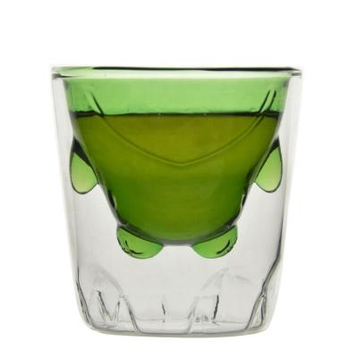 Vidros bebendo coloridos do Borosilicate dupla camada verde