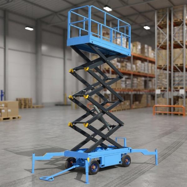 Mobile Scissor Lift with Folding Legs Two Ton Heavy Capacity Structural Installation Platform