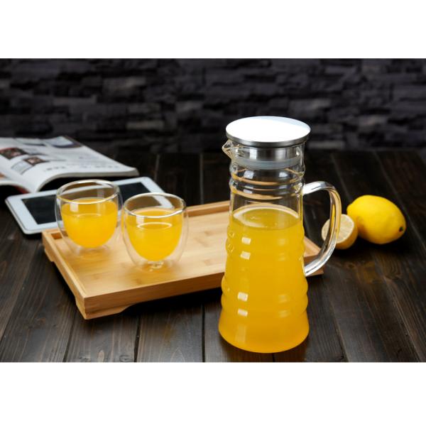 Transparent Large Glass Water Jug With Spout , Eco Friendly Cold Water Pitcher