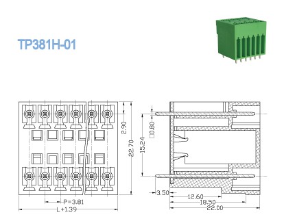 Блок тангажа 3.81mm Pluggable терминальный