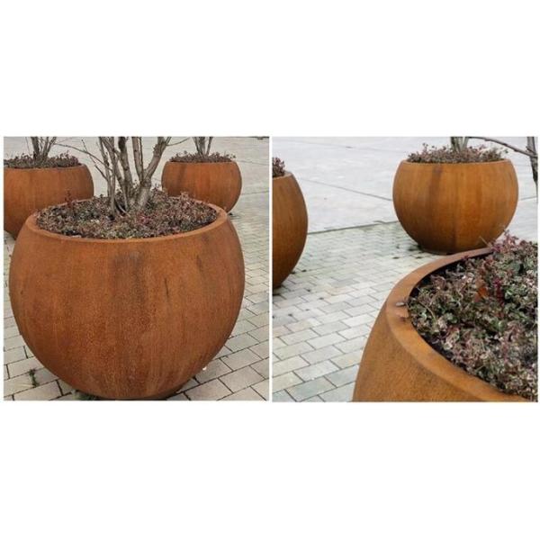 Баки плантатора дерева глобуса Corten на открытом воздухе геометрических сфер стальные для Streetscape