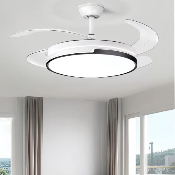 Ventilateur de plafond à LED intelligent décoratif moderne 3 couleurs LED Light Smart télécommande Ventilateur de plafond invisible